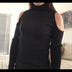 Black turtleneck w cut out shoulders